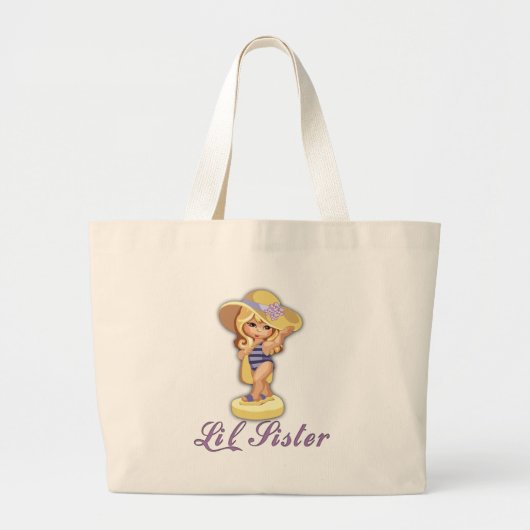 Beach Little Sister Grote Tote Bag (Voorkant)