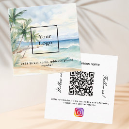 Beach logo qr code instagram volg ons vierkante visitekaartje