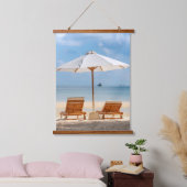 Beach Lounge Chairs with Umbrella Hangend Wandkleed (Slaapkamer)