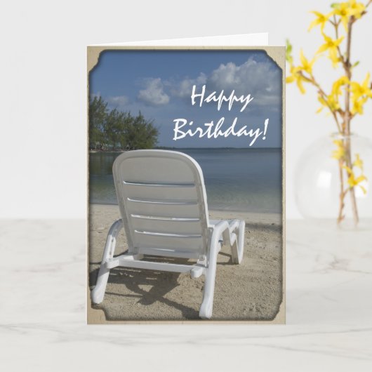Beach Lounge Happy Birthday Kaart (Gele Bloem)