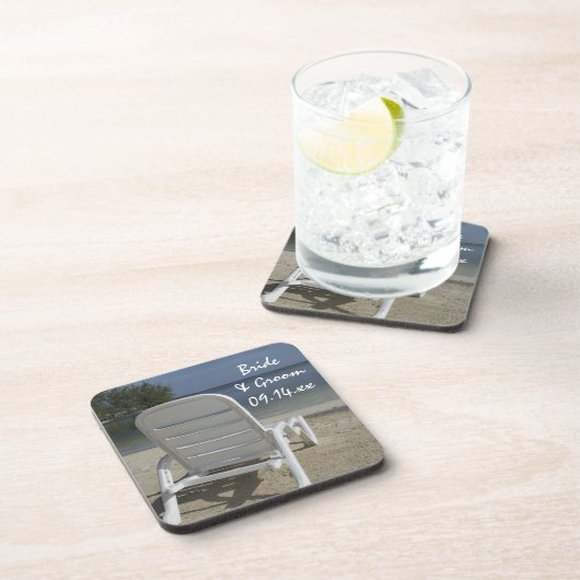 Beach Lounge voorzitter bruiloft Bier Onderzetter (Rechterzijde)