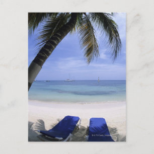 Beach, Lounge-voorzitter, palmboom, Horizon over Briefkaart
