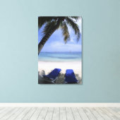 Beach, Lounge-voorzitter, palmboom, Horizon over Canvas Afdruk (Insitu (Houten vloer))
