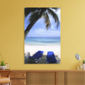 Beach, Lounge-voorzitter, palmboom, Horizon over Canvas Afdruk (Insitu (Woonkamer))