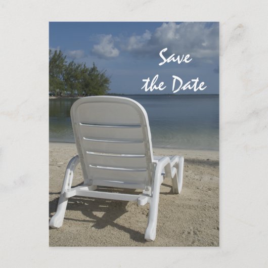 Beach Lounge voorzitter Weddenschap Save the Date Aankondigingskaart (Voorkant)