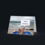 BEACH LOUNGER ZEGT "MERRY CHRISTMAS" FEESTDAGEN KAART<br><div class="desc">HOE BEHOORT je deze kaart en,  hoop je dat je het ook doet :)</div>