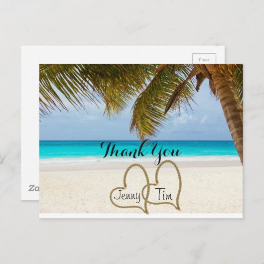 Beach Love Hearts Bruids Palm Dank u Briefkaart (Voorkant / Achterkant)