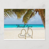 Beach Love Hearts Bruids Palm Dank u Briefkaart (Voorkant)