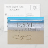 Beach Love Hearts bruiloft "rsvp" briefkaart (Voorkant / Achterkant)