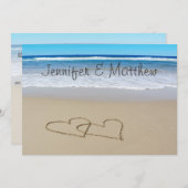 Beach Love Hearts trouwuitnodiging Kaart (Voorkant / Achterkant)