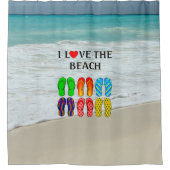 Beach Love, populair strandontwerp met teenslipper Douchegordijn (Voorkant)