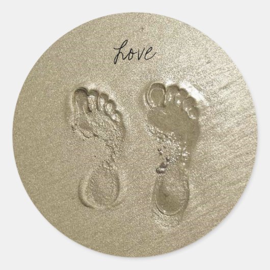 Beach Love Ronde Sticker (Voorkant)