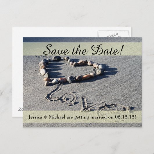 Beach Love Save the Date Briefkaart (Voorkant / Achterkant)
