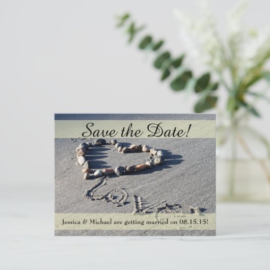 Beach Love Save the Date Briefkaart (Staand voorkant)