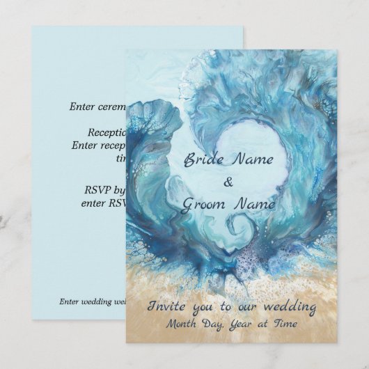 Beach Love Wedding Invitation Kaart (Voorkant / Achterkant)