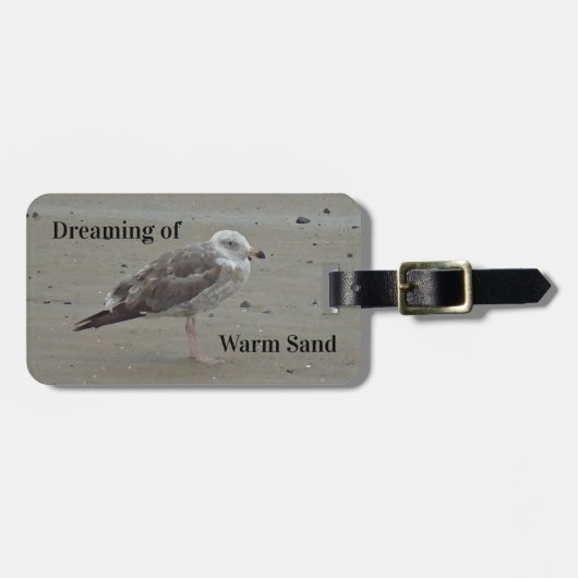 Beach Lover Lone Grey Seagull Coastal Bird Bagagelabel (Voorkant horizontaal)