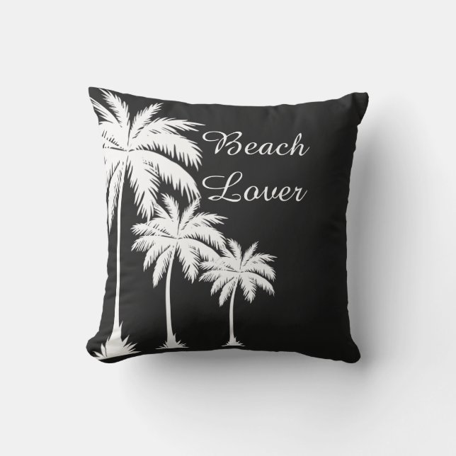 Beach Lover Palm Tree Silhouet Buitenkussen (Voorkant)