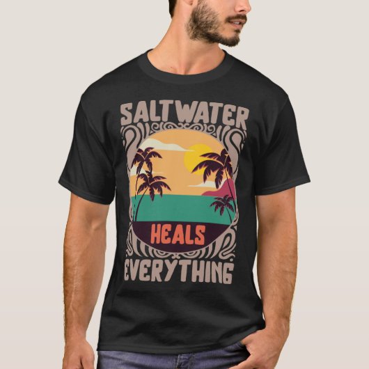 Beach Lover Saltwater Heals Everything Family Vaca T-shirt (Voorkant)
