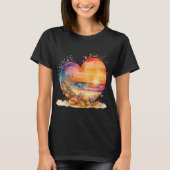 Beach Lover Waterverf Sunset Sea shells Gift T-shirt (Voorkant)
