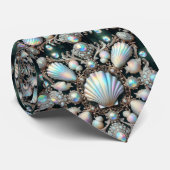 Beach Lovers Tie | Opal Diamond Seashell Pattern Stropdas (Opgerold)