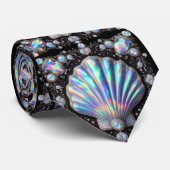 Beach Lovers Tie | Opal Diamond Seashell Pattern Stropdas (Opgerold)