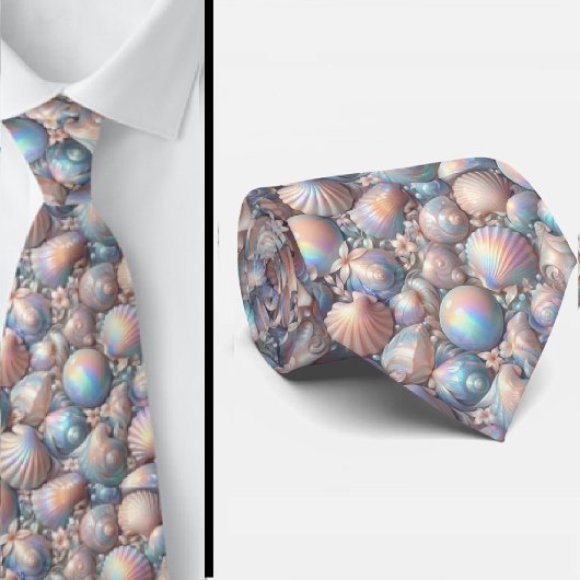 Beach Lovers Tie | Opal Iridecent Seashells  Stropdas