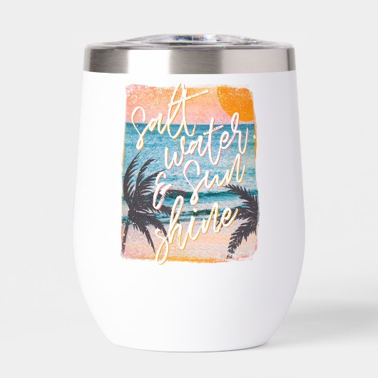 Beach Lover's Wine Tumbler – Salt Water & Sunshine (Voorkant)