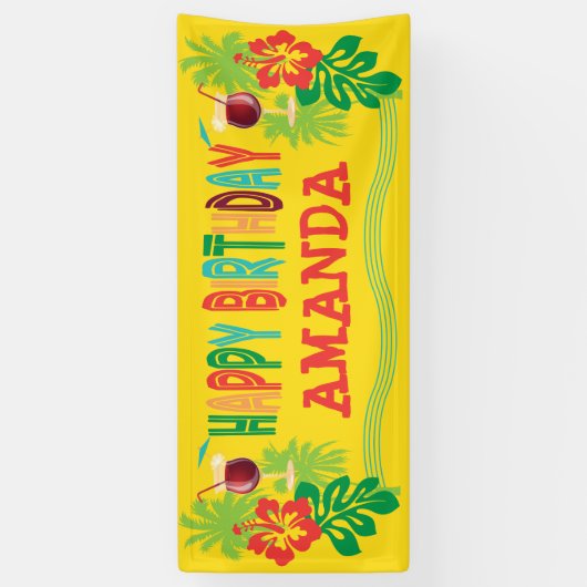 Beach Luau Birthday Party Spandoek (Verticaal)