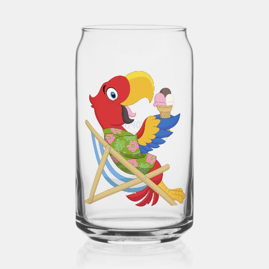 Beach Macaw aangepaste tekst Blikvorm Glas (Voorkant)