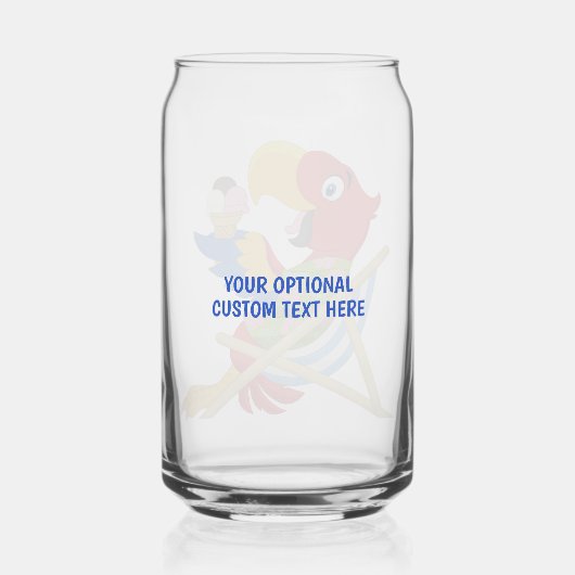 Beach Macaw aangepaste tekst Blikvorm Glas (Achterkant)