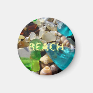 BEACH magneten Blauwe Groene Zee Glass Agates Shel
