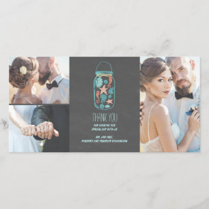 Beach Mason Jar Coastal Wedding Dank u Bedankkaart