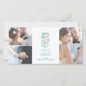Beach Mason Jar Coastal White Wedding Dank u Bedankkaart (Voorkant)