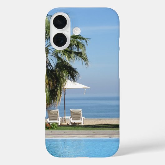 Beach, mbrella, pool, stoelen, oceaan, palmbomen Case-Mate iPhone case (Achterkant)