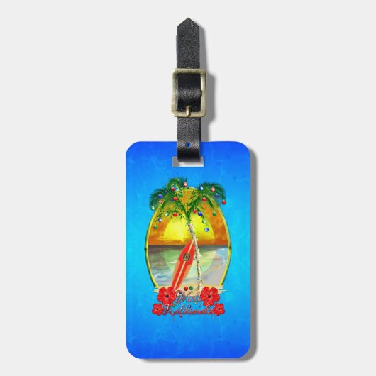 Beach Mele Kalikimaka Bagagelabel (Voorkant verticaal)
