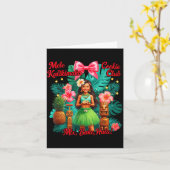 Beach Mele Kalikimaka Hawaiian Tail Party Santa Tu Kaart (Gele Bloem)