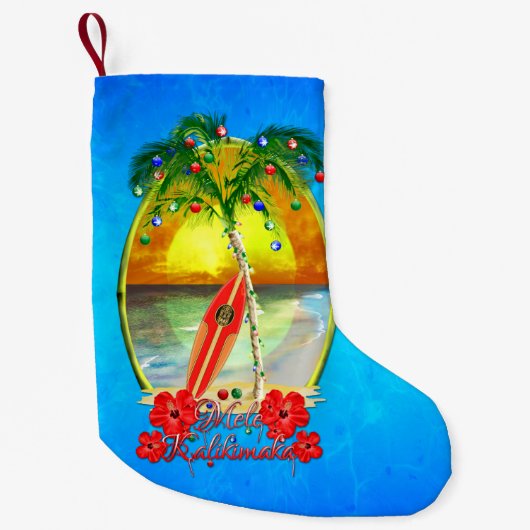 Beach Mele Kalikimaka Kleine Kerstsok (Voorkant)