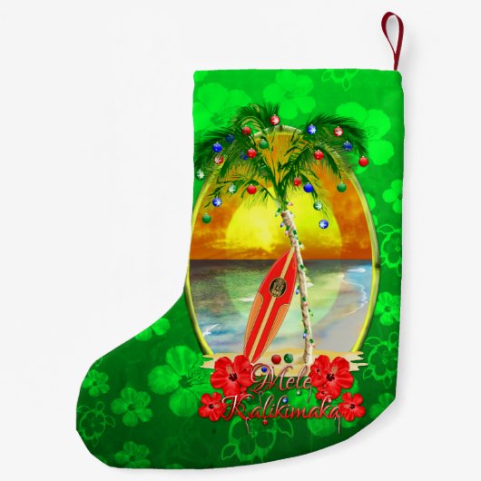 Beach Mele Kalikimaka Kleine Kerstsok (Achterkant)