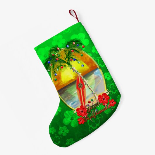 Beach Mele Kalikimaka Kleine Kerstsok (Achterkant (Hangend))