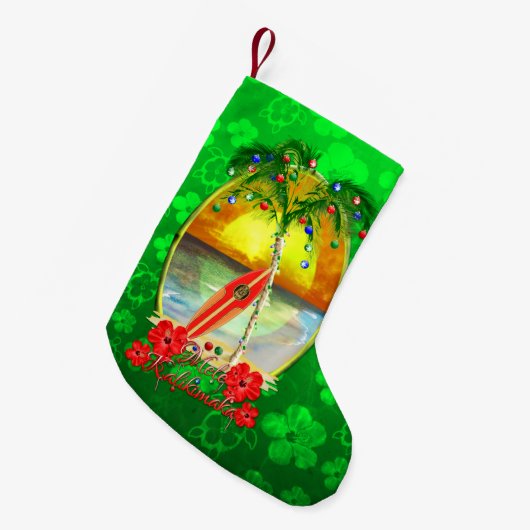 Beach Mele Kalikimaka Kleine Kerstsok (Voorkant (Hangend))