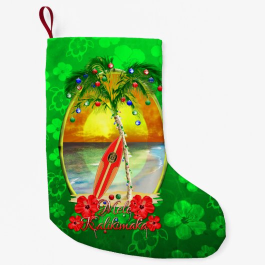 Beach Mele Kalikimaka Kleine Kerstsok (Voorkant)