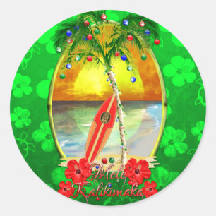 Beach Mele Kalikimaka Ronde Sticker