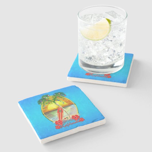 Beach Mele Kalikimaka Stenen Onderzetter (Zijkant)