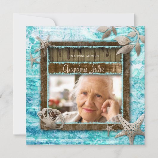 Beach Memorial Announcement Funeral  Kaart (Voorkant)