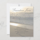 Beach Memorial Announcement Sunset Biblical Quote Kaart (Achterkant)