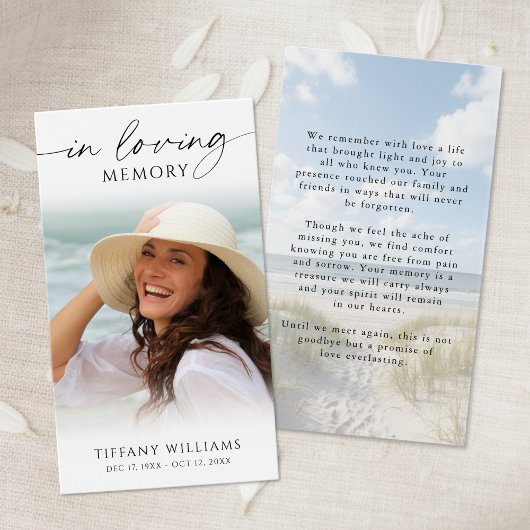 Beach Memorial In Loving Memory Photo Prayer Card Visitekaartje
