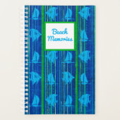 Beach Memories Nautical Blue Green Stripe Notitieb Planner (Voorkant)