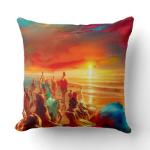 Beach menigte goud rood blauw blauwgroen modern ab