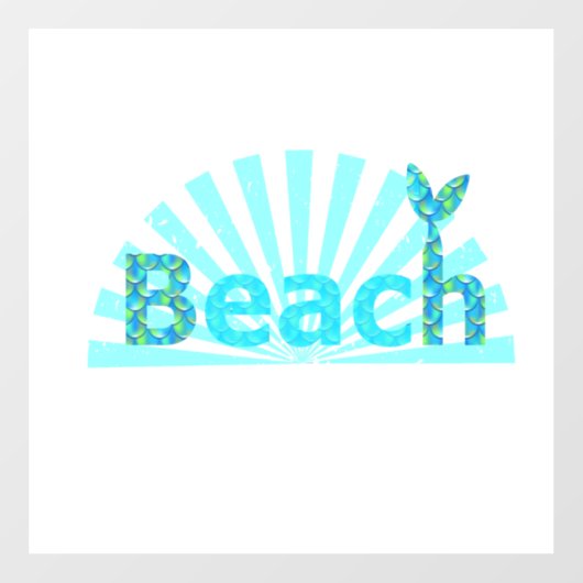 Beach, Mermaid Tail Raamsticker (Vel)