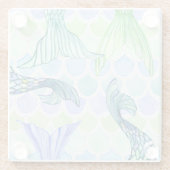 Beach Mermaid Tails Waterverf Fish Scale Patroon Glazen Onderzetter (Achterkant)